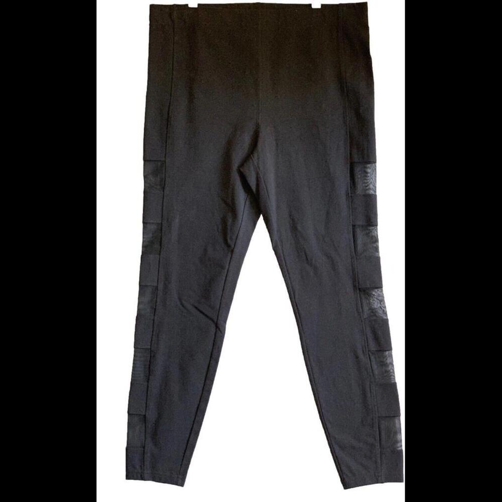 NWT Forever 21+ Plus - Women’s1X Black Leggings with Side Mesh Panels